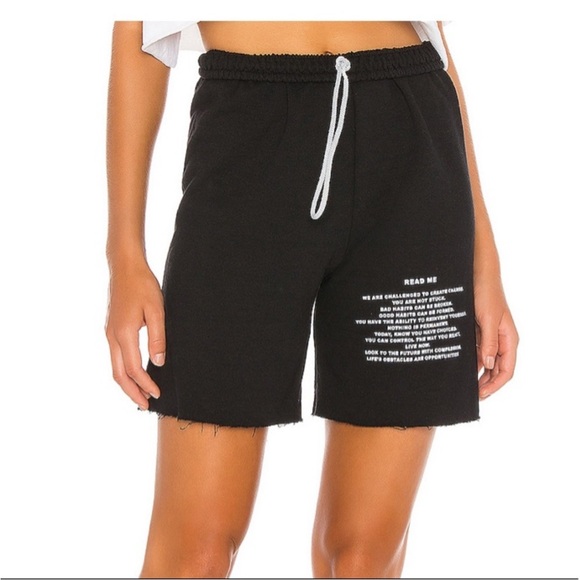Boys Lie Pants - Boys Lie Read Me Cut Off Sweat Shorts Black Size Small